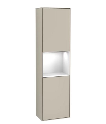 Пенал Villeroy & Boch Finion 41,8x151,6х27 см петлі праворуч з підсвічуванням МДФ пісок матовий лак/глянсовий білий лак F470GFHH