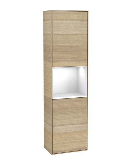 Пенал Villeroy & Boch Finion 41,8x151,6х27 см петлі праворуч з підсвічуванням ДСП шпон дуба/глянсовий білий лак F470GFPC