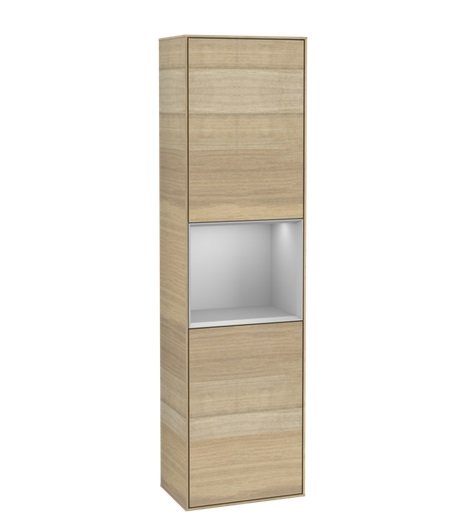 Пенал Villeroy & Boch Finion 41,8x151,6х27 см петлі праворуч з підсвічуванням ДСП шпон дуба/світло-сірий матовий лак F470GJPC