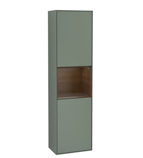 Пенал Villeroy & Boch Finion 41,8x151,6х27 см петлі праворуч з підсвічуванням МДФ оливковий матовий лак/шпон волоського горіха F470GNGM