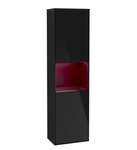 Пенал Villeroy & Boch Finion 41,8x151,6х27 см петлі праворуч із підсвічуванням МДФ глянсовий чорний лак/півон матовий лак F470HBPH