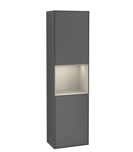 Пенал Villeroy & Boch Finion 41,8x151,6х27 см петли справа с подсветкой МДФ антрацит матовый лак/песок матовый лак F470HHGK