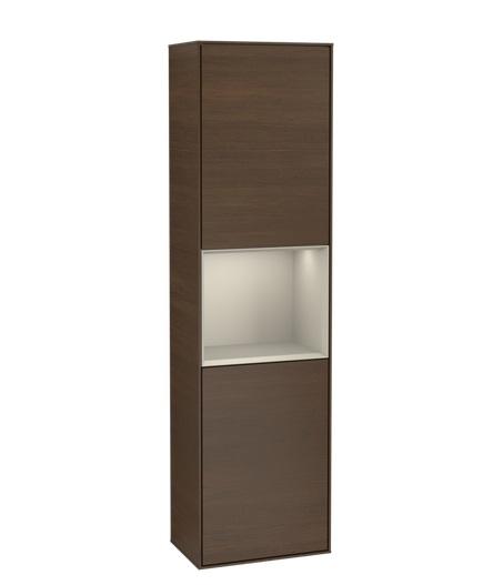 Пенал Villeroy & Boch Finion 41,8x151,6х27 см петлі праворуч з підсвічуванням ДСП шпон волоського горіха/пісок матовий лак F470HHGN