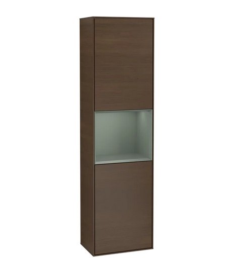 Пенал Villeroy & Boch Finion 41,8x151,6х27 см петлі праворуч із підсвічуванням ДСП шпон волоського горіха/оливковий матовий лак F470GMGN