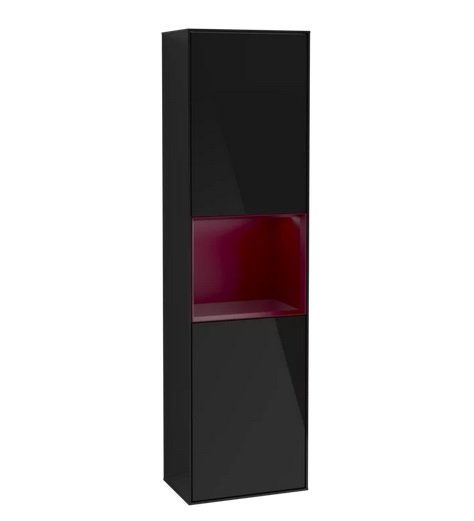 Пенал Villeroy & Boch Finion 41,8x151,6х27 см петли справа с подсветкой МДФ глянцевый черный лак/пион матовый лак F470HBPH