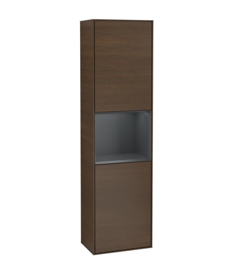 Пенал Villeroy & Boch Finion 41,8x151,6х27 см петлі праворуч із підсвічуванням ДСП шпон волоського горіха/темно-синій матовий лак F470HGGN