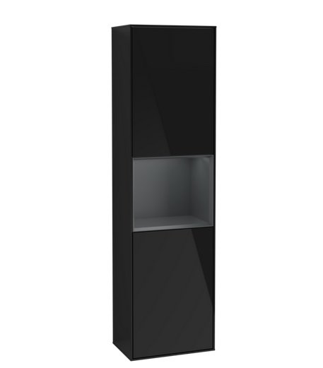 Пенал Villeroy & Boch Finion 41,8x151,6х27 см петли справа с подсветкой МДФ глянцевый черный лак/темно-синий матовый лак F470HGPH