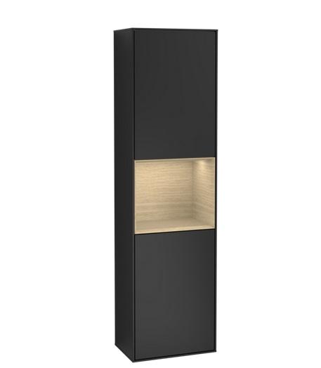 Пенал Villeroy & Boch Finion 41,8x151,6х27 см петлі праворуч із підсвічуванням МДФ чорний матовий лак/шпон дуба F470PCPD