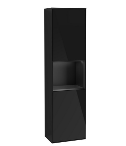 Пенал Villeroy & Boch Finion 41,8x151,6х27 см петлі праворуч з підсвічуванням МДФ глянсовий чорний лак/чорний матовий лак F470PDPH