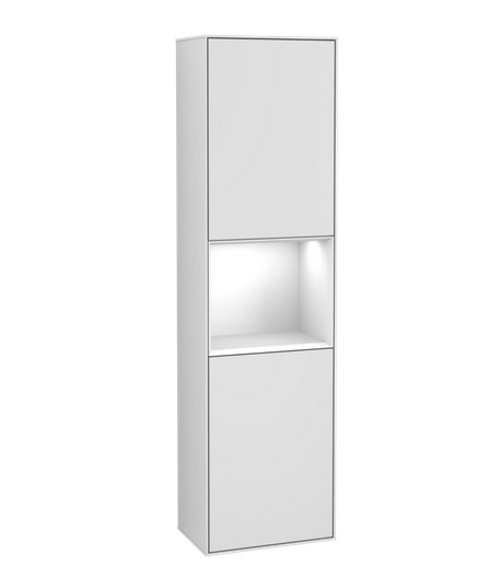 Пенал Villeroy & Boch Finion 41,8x151,6х27 см петли справа с подсветкой МДФ белый матовый лак/глянцевый белый лак G470GFMT