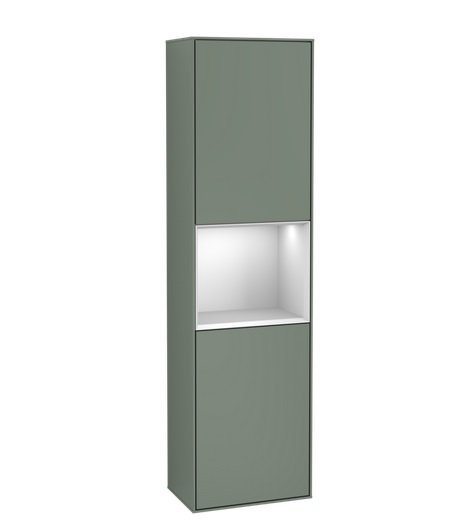 Пенал Villeroy & Boch Finion 41,8x151,6х27 см петлі праворуч з підсвічуванням МДФ оливковий матовий лак/білий матовий лак F470MTGM