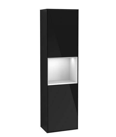 Пенал Villeroy & Boch Finion 41,8x151,6х27 см петли справа с подсветкой МДФ глянцевый черный лак/белый матовый лак F470MTPH