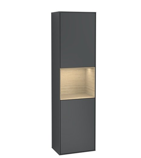 Пенал Villeroy & Boch Finion 41,8x151,6х27 см петлі праворуч із підсвічуванням МДФ темно-синій матовий лак/шпон дуба F470PCHG