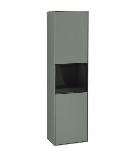 Пенал Villeroy & Boch Finion 41,8x151,6х27 см петлі праворуч із підсвічуванням МДФ оливковий матовий лак/глянцевий чорний лак F470PHGM