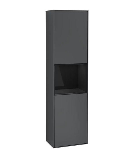 Пенал Villeroy & Boch Finion 41,8x151,6х27 см петлі праворуч із підсвічуванням МДФ темно-синій матовий лак/глянцевий чорний лак F470PHHG