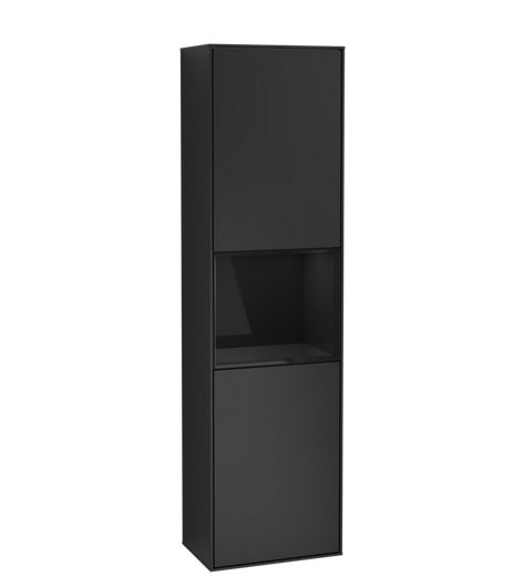 Пенал Villeroy & Boch Finion 41,8x151,6х27 см петлі праворуч з підсвічуванням МДФ чорний матовий лак/ глянсовий чорний лак F470PHPD