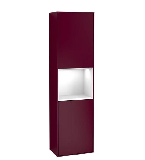 Пенал Villeroy & Boch Finion 41,8x151,6х27 см петли справа с подсветкой МДФ пион матовый лак/глянцевый белый лак G470GFHB