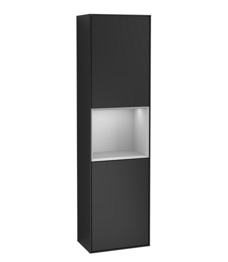 Пенал Villeroy & Boch Finion 41,8x151,6х27 см петлі праворуч із підсвічуванням МДФ чорний матовий лак/світло-сірий матовий лак G470GJPD