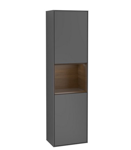 Пенал Villeroy & Boch Finion 41,8x151,6х27 см петли справа с подсветкой МДФ антрацит матовый лак/шпон грецкого ореха G470GNGK