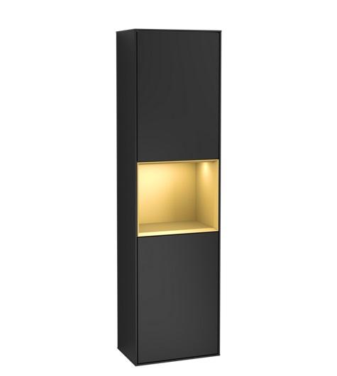 Пенал Villeroy & Boch Finion 41,8x151,6х27 см петли справа с подсветкой МДФ черный матовый лак/золотой матовый лак G470HFPD