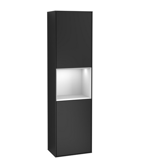 Пенал Villeroy & Boch Finion 41,8x151,6х27 см петли справа с подсветкой МДФ черный матовый лак/белый матовый лак G470MTPD