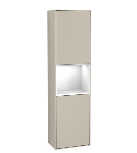 Пенал Villeroy & Boch Finion 41,8x151,6х27 см петлі з підсвічуванням МДФ пісок матовий лак/глянцевий білий лак G470GFHH