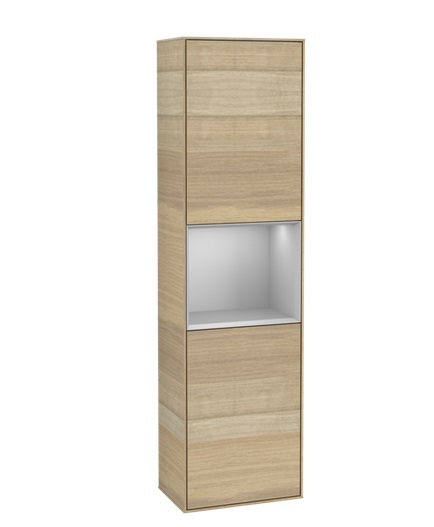 Пенал Villeroy & Boch Finion 41,8x151,6х27 см петлі праворуч з підсвічуванням ДСП шпон дуба/світло-сірий матовий лак G470GJPC