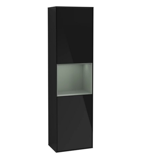 Пенал Villeroy & Boch Finion 41,8x151,6х27 см петлі праворуч із підсвічуванням МДФ глянсовий чорний лак/оливковий матовий лак G470GMPH