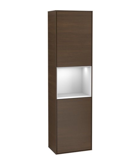 Пенал Villeroy & Boch Finion 41,8x151,6х27 см петли справа с подсветкой ДСП шпон грецкого ореха/белый матовый лак G470MTGN