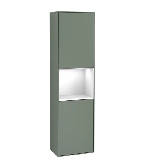 Пенал Villeroy & Boch Finion 41,8x151,6х27 см петлі праворуч з підсвічуванням МДФ оливковий матовий лак/глянсовий білий лак G470GFGM