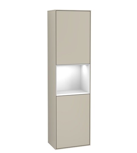 Пенал Villeroy & Boch Finion 41,8x151,6х27 см петлі з підсвічуванням МДФ пісок матовий лак/глянцевий білий лак G470GFHH