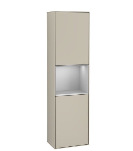 Пенал Villeroy & Boch Finion 41,8x151,6х27 см петли справа с подсветкой МДФ песок матовый лак/светло-серый матовый лак G470GJHH