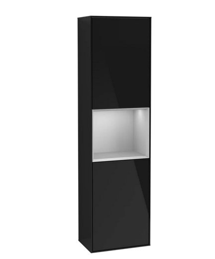 Пенал Villeroy & Boch Finion 41,8x151,6х27 см петлі праворуч з підсвічуванням МДФ глянсовий чорний лак/світло-сірий матовий лак G470GJPH