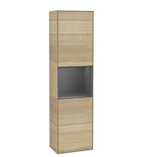 Пенал Villeroy & Boch Finion 41,8x151,6х27 см петли справа с подсветкой ДСП шпон дуба/антрацит матовый лак G470GKPC