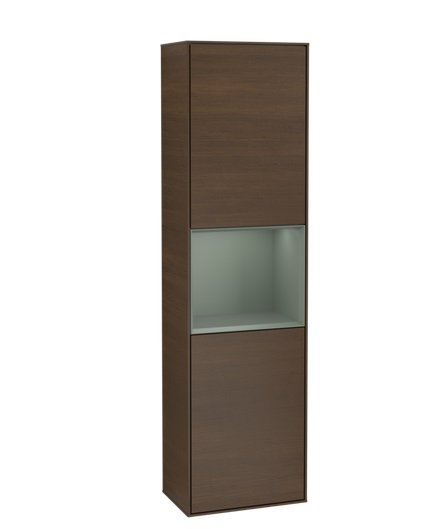 Пенал Villeroy & Boch Finion 41,8x151,6х27 см петлі праворуч із підсвічуванням ДСП шпон волоського горіха/оливковий матовий лак G470GMGN