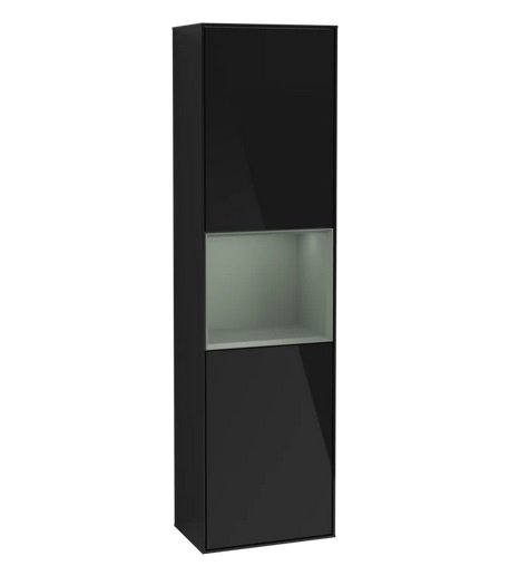 Пенал Villeroy & Boch Finion 41,8x151,6х27 см петлі праворуч із підсвічуванням МДФ глянсовий чорний лак/оливковий матовий лак G470GMPH
