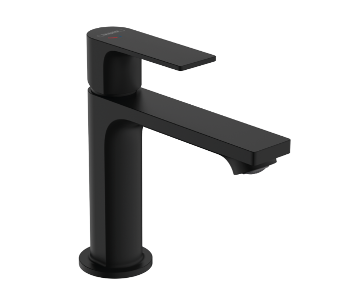 Смеситель для раковины Hansgrohe Rebris E CoolStart EcoSmart+ с сливным гарнитуром однорычажный черный матовый 72589670