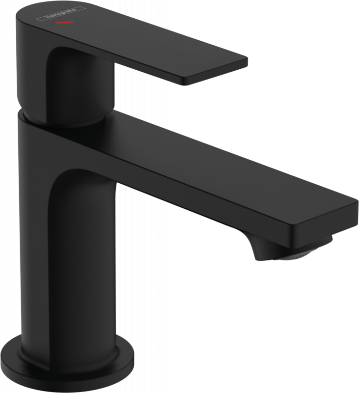 Смеситель для раковины Hansgrohe Rebris E CoolStart с сливным гарнитуром однорычажный черный матовый 72585670