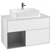Тумба под раковину Villeroy & Boch Finion 100х50,1 см с подсветкой МДФ глянцевый белый лак/антрацит матовый лак/стекло белое матовое G111GKGF