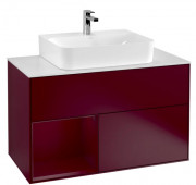 Тумба под раковину Villeroy & Boch Finion 100х50,1 см с подсветкой МДФ пион матовый лак/стекло белое матовое G111HBHB