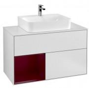 Тумба под раковину Villeroy & Boch Finion 100х50,1 см с подсветкой МДФ белый матовый лак/пион матовый лак/стекло белое матовое G111HBMT