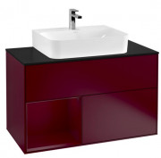 Тумба под раковину Villeroy & Boch Finion 100х50,1 см с подсветкой МДФ пион матовый лак/стекло черное матовое G112HBHB