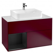 Тумба под раковину Villeroy & Boch Finion 100х50,1 см с подсветкой МДФ пион матовый лак/черный матовый лак/стекло белое матовое G111PDHB