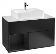 Тумба под раковину Villeroy & Boch Finion 100х50,1 см с подсветкой МДФ черный матовый лак/стекло белое матовое G111PDPD