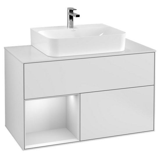 Тумба під раковину Villeroy & Boch Finion 100х50,1 см із підсвічуванням МДФ білий матовий лак/скло біле матове G111MTMT
