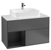 Тумба под раковину Villeroy & Boch Finion 100х50,1 см с подсветкой МДФ антрацит матовый лак/черный матовый лак/стекло белое матовое G111PDGK