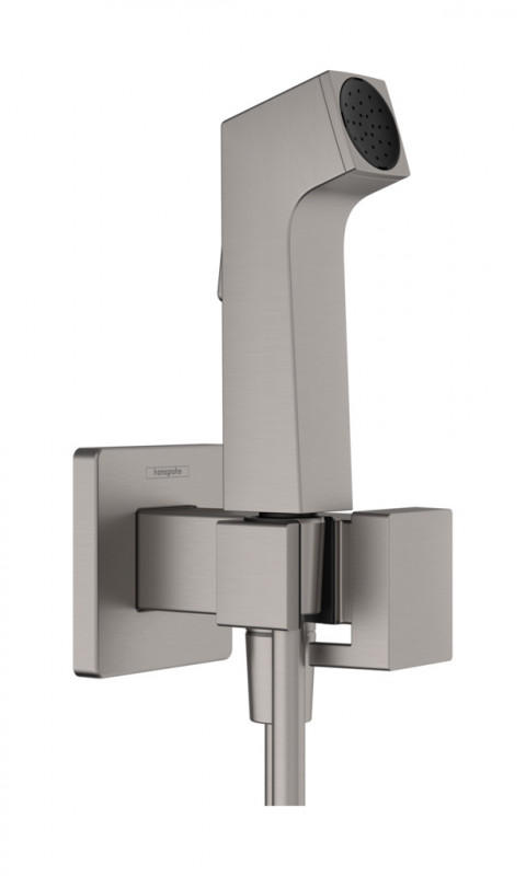 Гигиенический душ Hansgrohe Bidette 1jet E с шлангом и держателем черный хром шлифованный 29233340