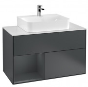 Тумба под раковину Villeroy & Boch Finion 100х50,1 см с подсветкой МДФ темно-синий матовый лак/стекло белое матовое G111HGHG