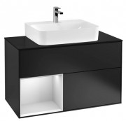 Тумба под раковину Villeroy & Boch Finion 100х50,1 см с подсветкой МДФ черный матовый лак/белый матовый лак/стекло черное матовое G112MTPD