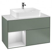 Тумба под раковину Villeroy & Boch Finion 100х50,1 см с подсветкой МДФ оливковый матовый лак/белый матовый лак/стекло белое матовое G111MTGM
